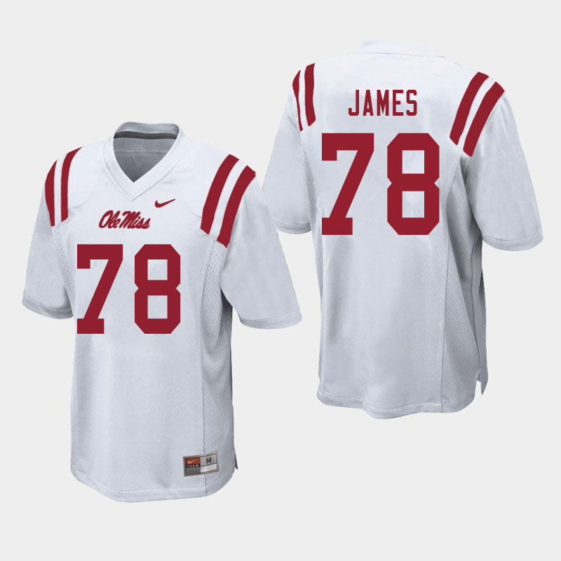 Men #78 Jeremy James Ole Miss Rebels College Football Jerseys Sale-White - Click Image to Close